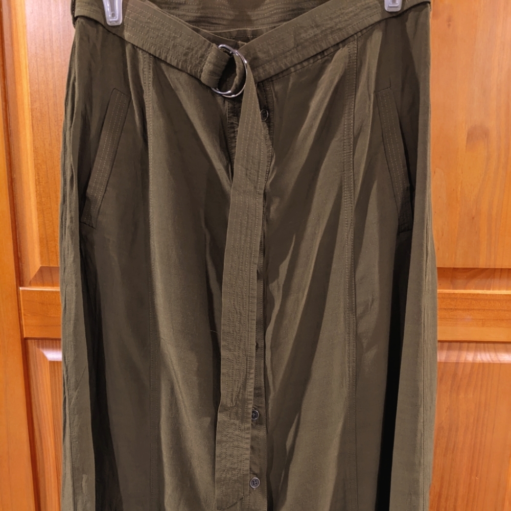 Olive green midi skirt